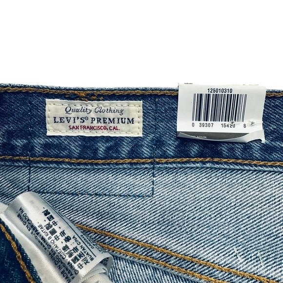 Levi’s Premium 501 High Rise Straight Leg Medium Wash Frayed / Distressed Jeans - Picture 5 of 14